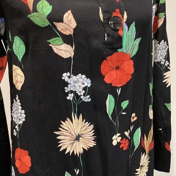 ZARA Black Floral Long Sleeve Dress - Picture 12 of 16